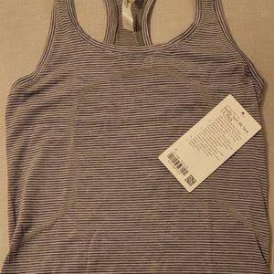 Brand new tags on grey/black striped Lululemon Swiftly Tech Racer Back Tank 2.0